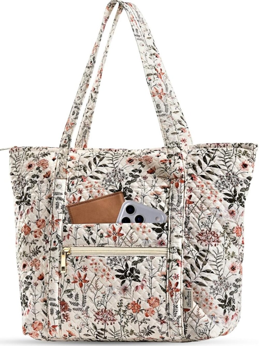 Quilted Tote Bag with Zipper - Laptop Tote Bag for Women, Large Capacity with Po